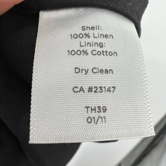 Talbots Linen Sheath Dress Sz 10 Black Faux Wrap V Neck Sleeveless Fringed Trim - Picture 7 of 7